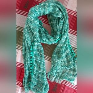 Charming Charlie Green Frilly Knit Scarf